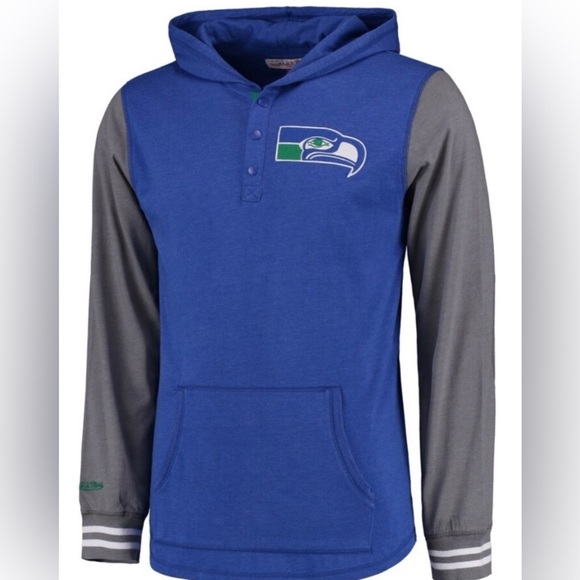 Mitchell & Ness Seattle Seahawks NFL Mid Season Hoodie (Curved Hem) NWT - Picture 1 of 6